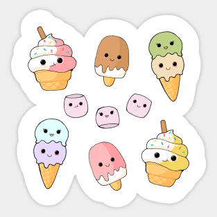 Kawaii Ice Cream Cones Sticker